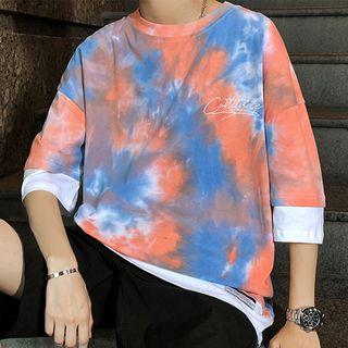 Mock Two-piece Tie-dye Short-sleeve Top