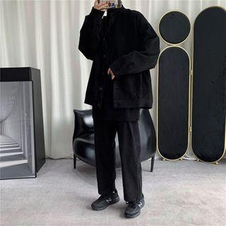 Plain Shirt Jacket / Straight Leg Pants