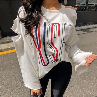 Cutout Print Pullover