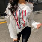 Cutout Print Pullover