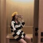Plain V-neck Loose-fit Sweater / Plain Skirt