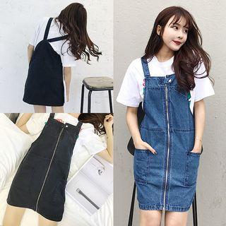 Front Zip Dungaree Dress