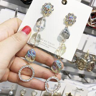 Rhinestone Acrylic Bead Dangle Earring As Shown In Figure - One Size