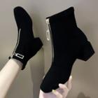 Block Heel Zip-up Short Boots