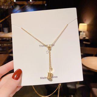 Rhinestone Necklace Dx115 - Gold - One Size