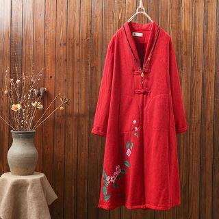 Floral Print Frog Button Coat
