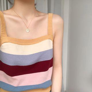 Square Neck Striped Tank Top As Shown In Figure - One Size