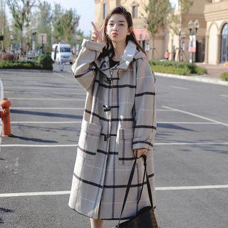 Plaid Toggle Long Coat