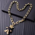 Bear Pendant Alloy Necklace Gold & Black - One Size