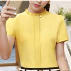 Frill Trim Short Sleeve Chiffon Shirt