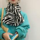 Zebra Print Scarf White & Black - One Size