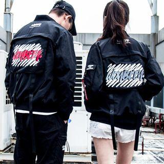Couple Matching Printed Strap-detail Jacket