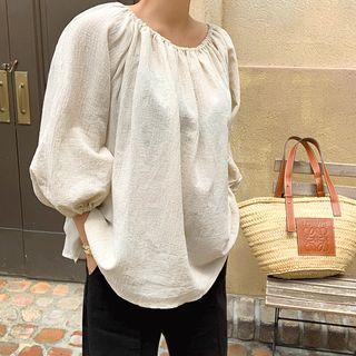Two-way Shirred Linen Blend Top