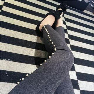 Faux Pearl Accent Leggings