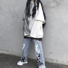 Letter Print Straight-fit Jeans