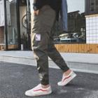 Side-pocket Gather-cuff Lettering Cargo Pants