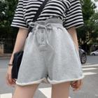Tie-waist Button Rolled Shorts
