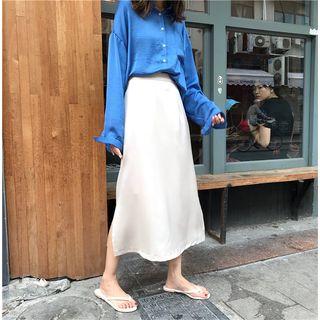 Side Slit Midi A-line Skirt