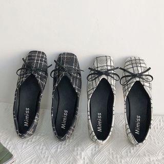 Plaid Bow Detail Flats