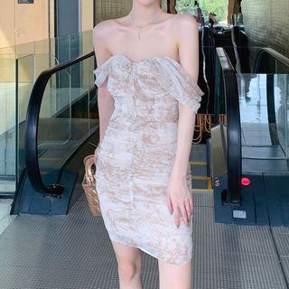Cap-sleeve Printed Mini Dress