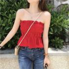 Frilled Slim-fit Cropped Tube Top