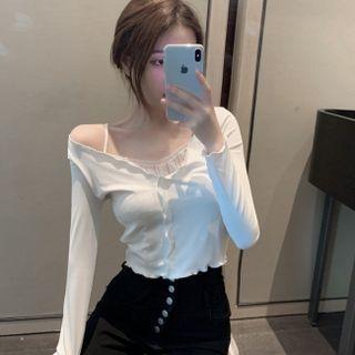 Lace Suspender Shirt White - One Size