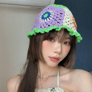 Woven Pointelle-knit Cap
