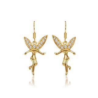 Fashion And Simple Plated Gold Angel Earrings With Cubic Zircon Golden - One Size