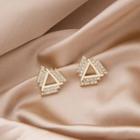 Triangle Rhinestone Earring 1 Pair - E668-4 - Triangle - Gold - One Size