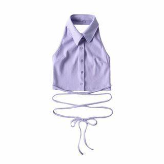 Halter-neck Polo-neck Strappy Top