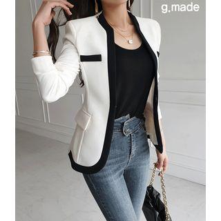 Contrast-trim Hook-and-eye Jacket
