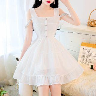 Sleeveless Rhinestone Mini A-line Dress