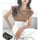 Chain-neck Cap-sleeve Top