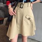 Pocketed High Waist Flared Skirt