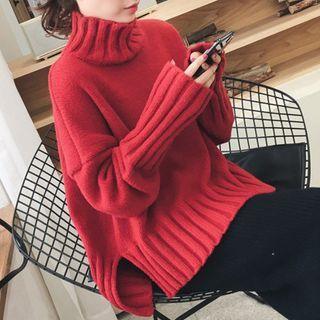 Turtleneck Plain Sweater / Midi Pencil Skirt