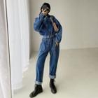 Loose-fit Denim Jumpsuit With Belt