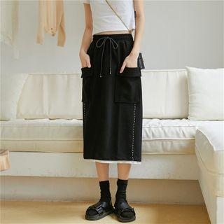 Mock Two-piece Cargo Midi Skirt
