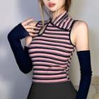 Sleeveless Striped Top With Arm Sleeves