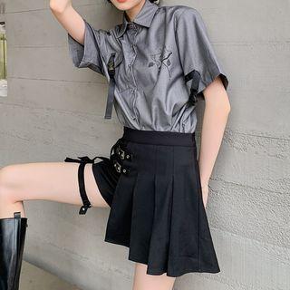 Short-sleeve Print Shirt / Mini Skirt