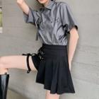 Short-sleeve Print Shirt / Mini Skirt