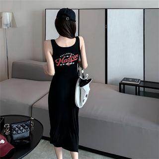 Sleeveless Letter Printed Slim Fit Dress