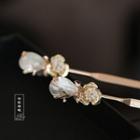 Beaded Hair Stick 1pc - Gold & White - One Size