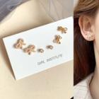 Set: Faux Pearl / Rhinestone Earring (assorted Designs) 6 Pairs - As Shown In Figure - One Size