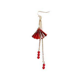 Miniature Hand Fan & Faux Crystal Fringed Earring