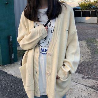 Lettering Cardigan / Plain Camisole Top