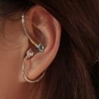 Rhinestone Alloy Earring 1 Pc - Blue & Pink - One Size