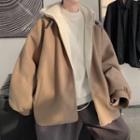 Fleece Hood Oversize Zip Jacket