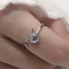Faux Crystal Devil Open Ring Silver - One Size