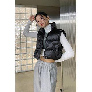 Stand-collar Cropped Padded Vest