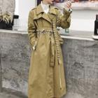 Lace-up Tie-waist Panel Trench Coat